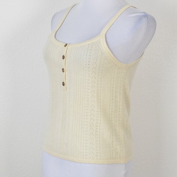 La Ligne Camille Pointelle-knit Cashmere Tank - S - Picture 3 of 9